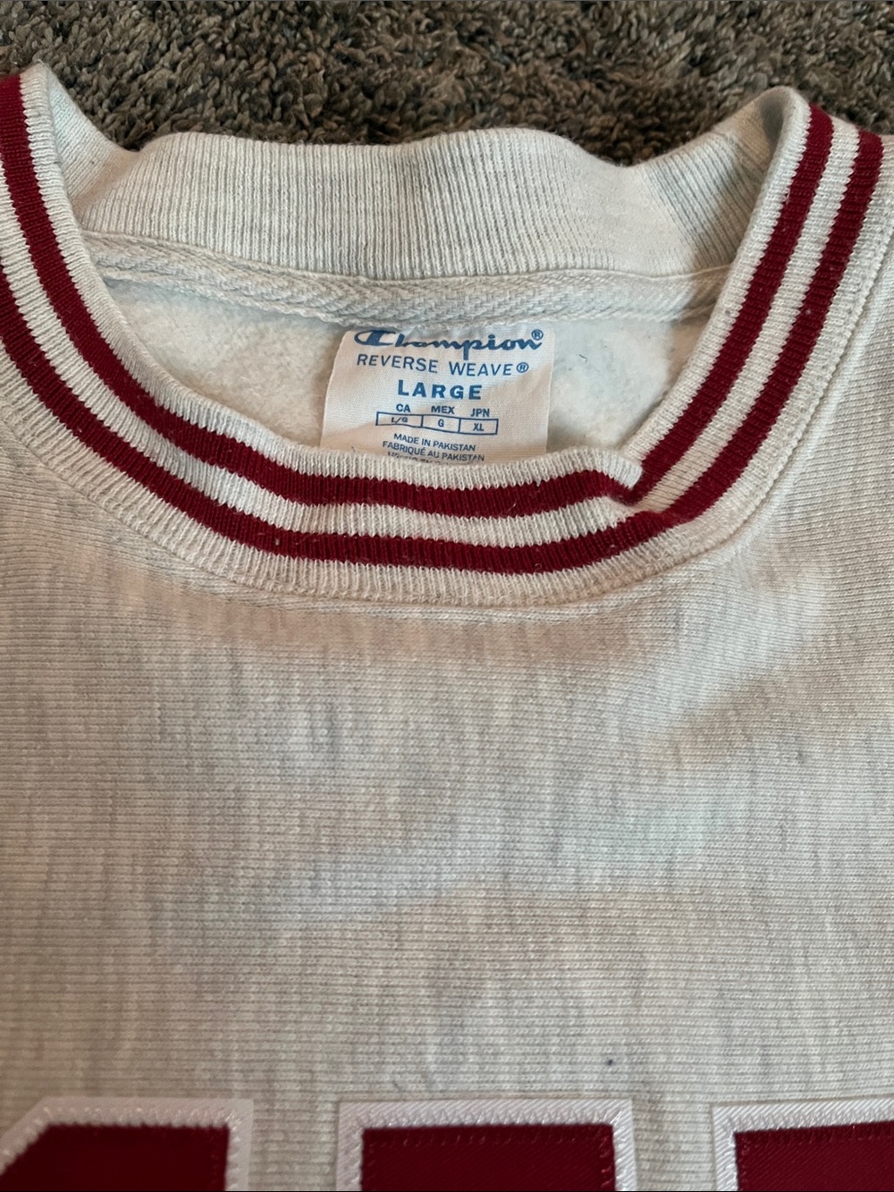 Champion Crewneck Sweatshirt in Light Gray with Red MIT Lettering. Large. - Picture 7 of 12